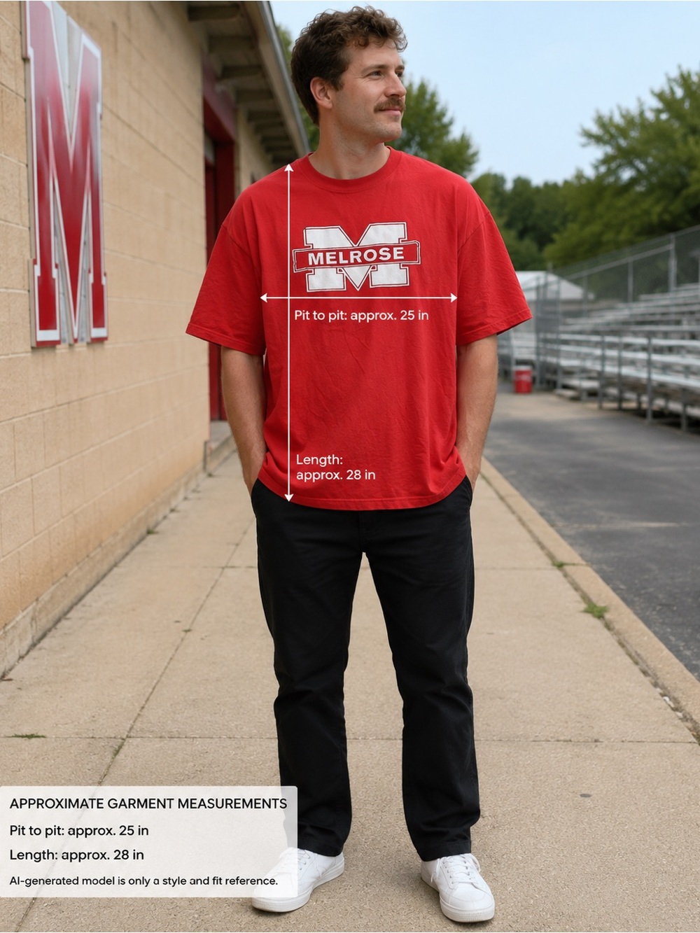 Gildan Melrose Graphic T-Shirt Red Oversized Tee